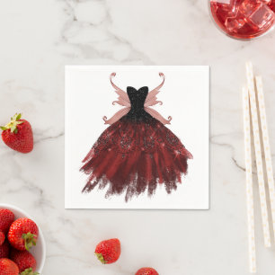 Gothic Fairy Crimson Gown   Deep Radiant Red Sheen Napkin