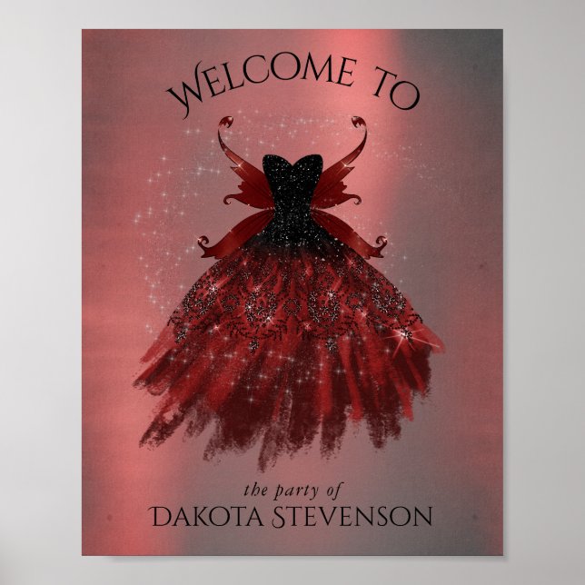 Gothic Fairy Crimson Gown | Deep Radiant Red Sheen Poster (Front)