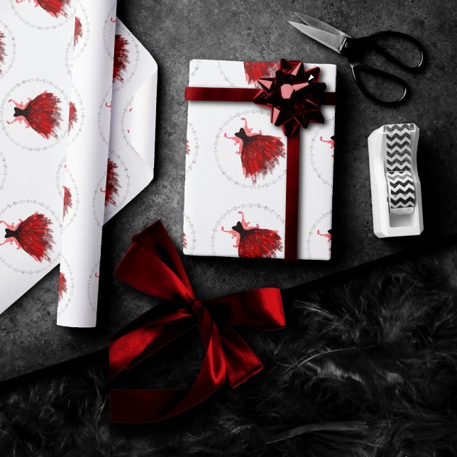 Gothic Fairy Crimson Gown | Deep Radiant Red Sheen Wrapping Paper (Creator Uploaded)