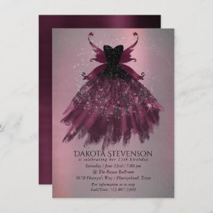 Gothic Fairy Fuchsia Gown   Punk Rock Pink Magenta Invitation
