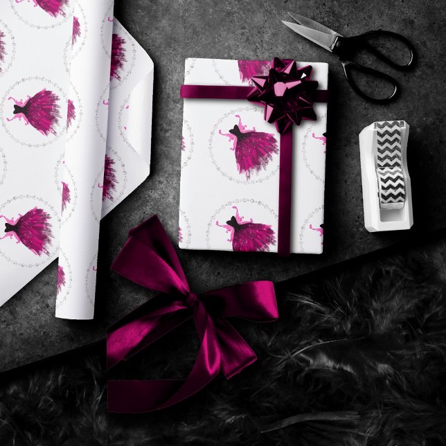 Gothic Fairy Fuchsia Gown | Punk Rock Pink Magenta Wrapping Paper (Creator Uploaded)