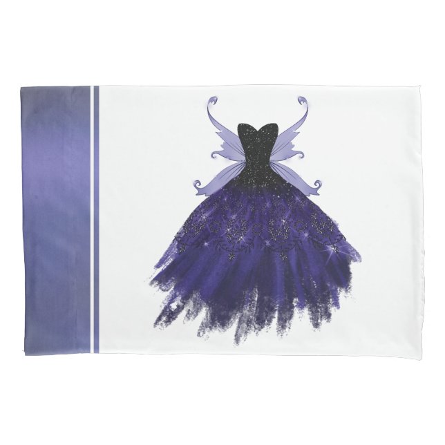 Gothic Fairy Indigo Gown | Deep Royal Purple Sheen Pillowcase (Front)