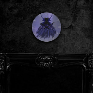 Gothic Fairy Indigo Gown   Deep Royal Purple Sheen Round Clock