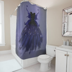 Gothic Fairy Indigo Gown Deep Royal Purple Sheen Shower Curtain