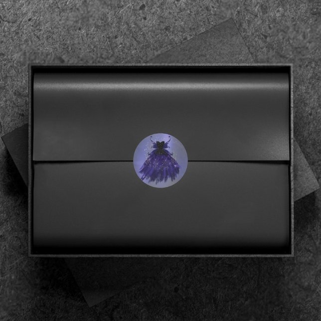 Gothic Fairy Indigo Gown | Midnight Purple Sheen Classic Round Sticker (Creator Uploaded)