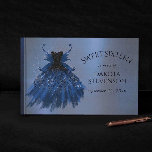 Gothic Fairy Navy Gown | Deep Cobalt Blue Sheen Guest Book (Creator Uploaded)