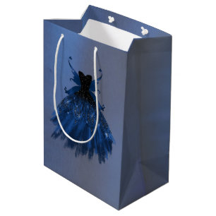 Gothic Fairy Navy Gown Deep Cobalt Blue Sheen Medium Gift Bag