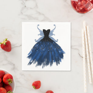 Gothic Fairy Navy Gown Deep Cobalt Blue Sheen Napkin