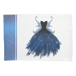 Gothic Fairy Navy Gown   Deep Cobalt Blue Sheen Pillowcase