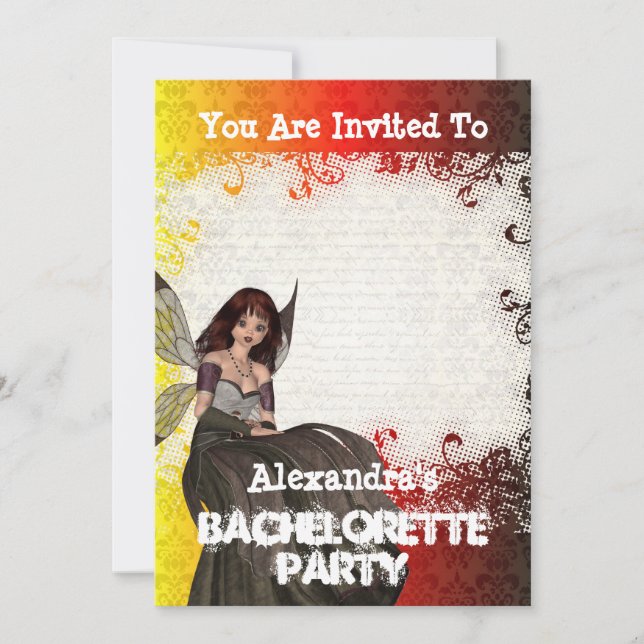 Gothic fairy personalised bachelorette party invitation (Front)