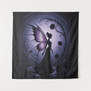 Gothic Fairy with Black Roses - Dark and E Phantas Tapestry