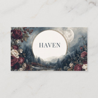 Gothic Fairytale Celestial Moon Burgundy Rose Business Card