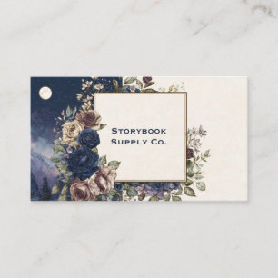Gothic Fairytale Rose Frame Moonlit Mountain Business Card
