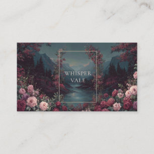 Gothic Fairytale Rose River Valley Night Landscape Business Card