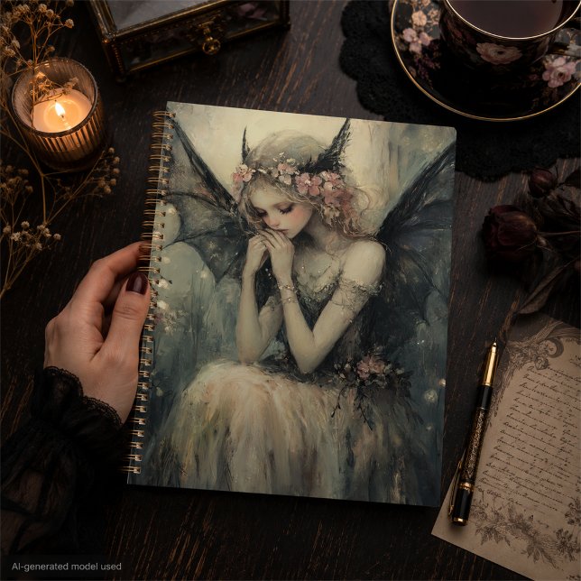 Gothic Fantasy Fairy with Floral Crown Dark Wings  Planner (Creator Uploaded)