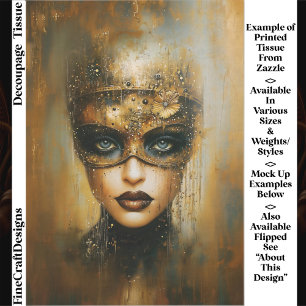 Gothic Fantasy Gold Masked Woman ER3R Decoupage Tissue Paper