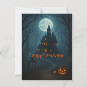 Gothic Fantasy Haunted Castle & Misty Moonlight Postcard