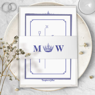 Gothic Fantasy or Mediaeval Royal Crown Mongram Invitation Belly Band