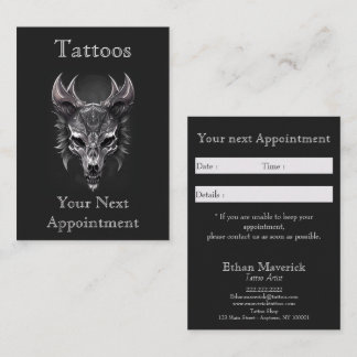 Gothic Fantasy Wolf Skull Black & Silv Appointment Business Card