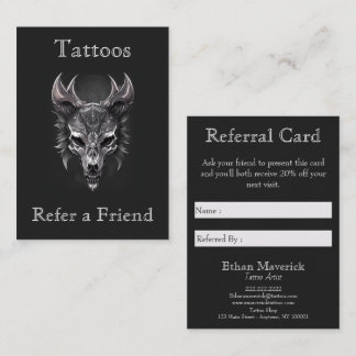 Gothic Fantasy Wolf Skull Black & Silver Referal Business Card