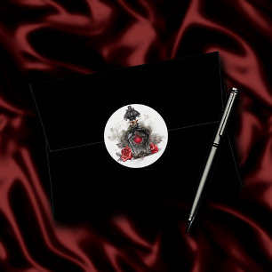 Gothic Fashion Victorian Perfume Bottle with Roses Classic Round Sticker