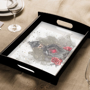 Gothic Fashion Victorian Perfume Bottle with Roses Tissue Paper