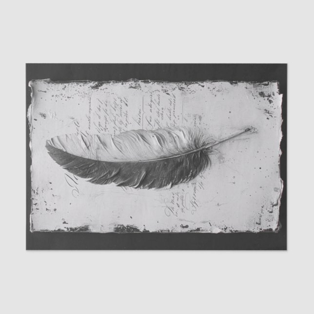 Gothic Feather in a study of black and white Tissue Paper (Front)