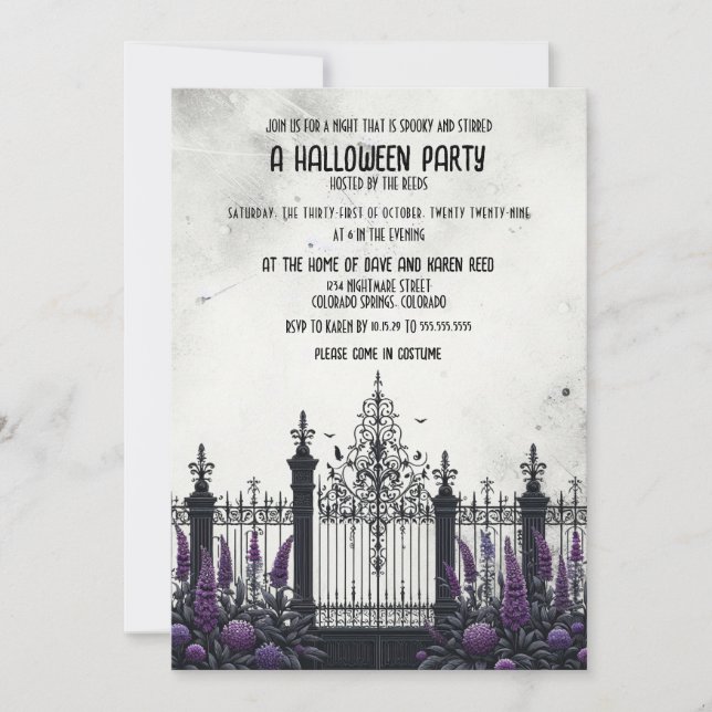 Gothic Fence Halloween Party Invitation (Front)
