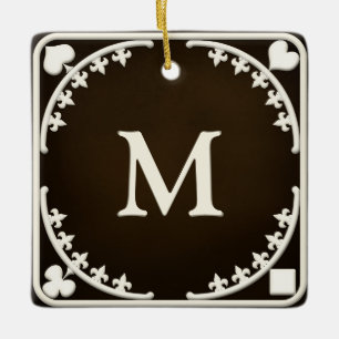 Gothic Filigree Monogrammed Personalised Gift Ceramic Ornament