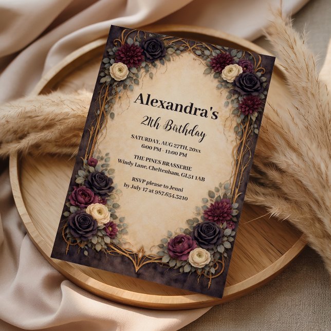 Gothic Floral Arch Birthday Celebration Invitation (Creator Uploaded)