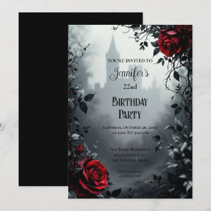 Gothic Floral Birthday Invitation