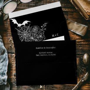 Gothic Floral Black Wedding Envelope
