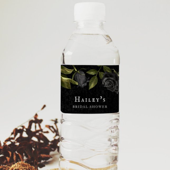 Gothic Floral Bridal Shower Water Bottle Label (Creator Uploaded)