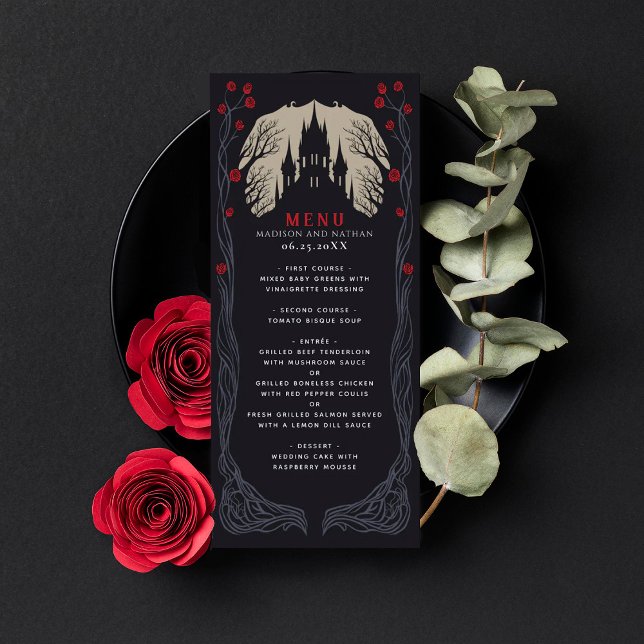 Gothic Floral Castle Wedding Flat Menu (Creator Uploaded)