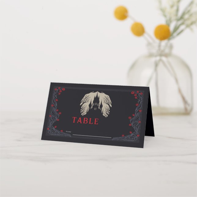  Gothic Floral Castle Wedding Place Card (Front)
