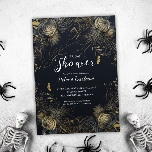 Gothic Floral Dark Moody Bridal Shower Invitation (Gothic Floral Dark Moody Bridal Shower Invitation)