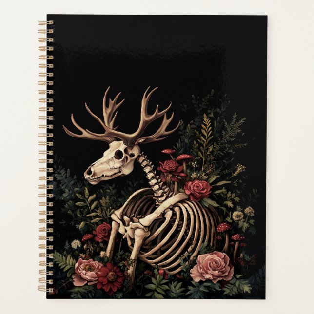 Gothic Floral Deer Skeleton Planner (Front)