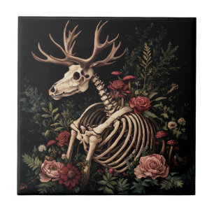 Gothic Floral Deer Skeleton Tile