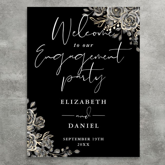 Gothic Floral Engagement Party Welcome Sign (Gothic Floral Engagement Party Welcome Sign
)