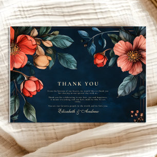 Gothic Floral Fall Wedding Thank You Card