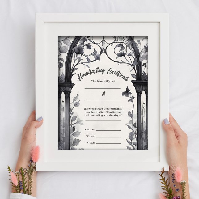 Gothic Floral Garden Gate Handfasting Certificate Poster (Creator Uploaded)