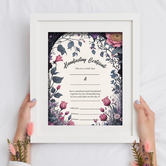 Gothic Floral Garden Gate Handfasting Certificate Poster (Creator Uploaded)