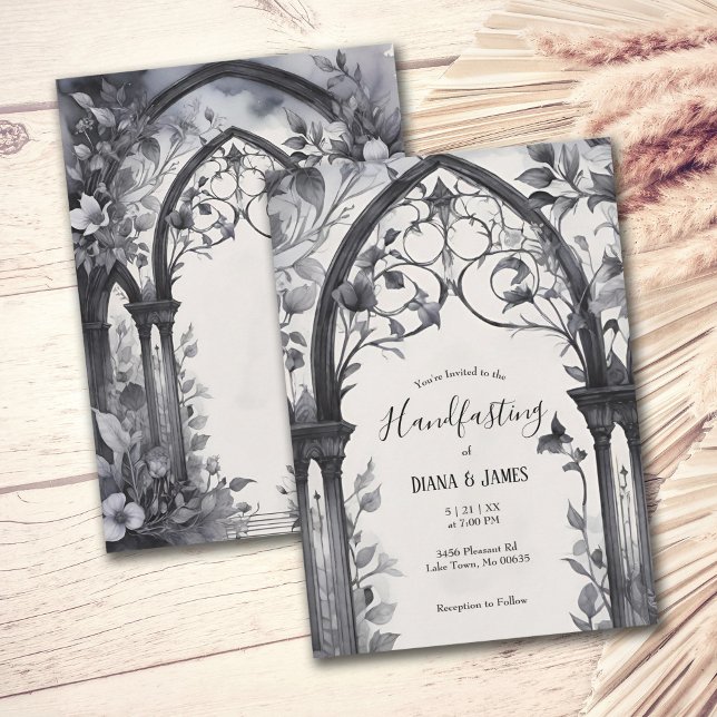Gothic Floral Garden Gate Pagan Handfasting Invitation (Creator Uploaded)