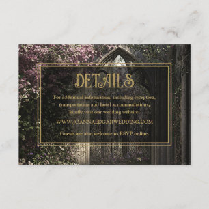 Gothic Floral Garden Wedding Details Enclosure Card