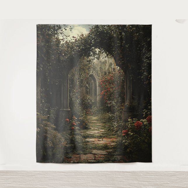 Gothic Floral Garden Wedding Photo Backdrop Tapestry (Front)