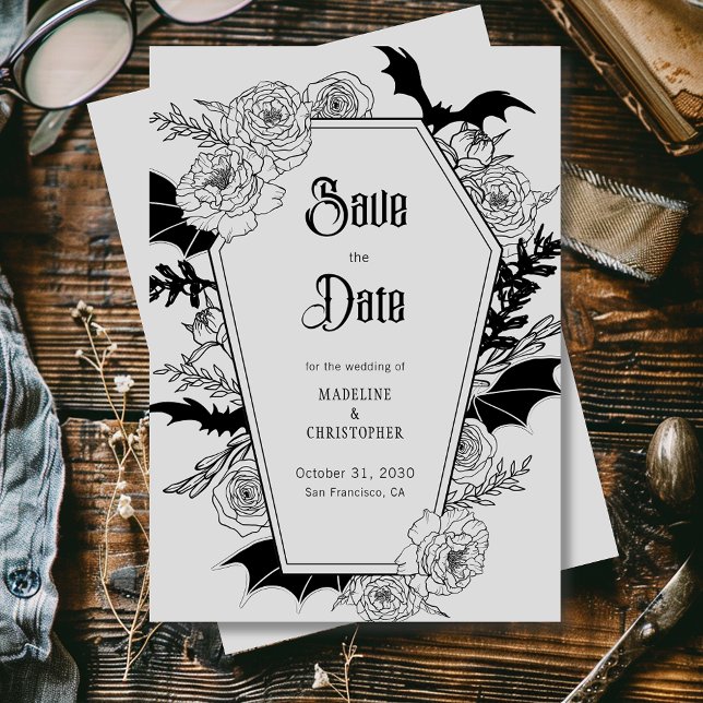 Gothic Floral Grey Wedding  Save the Date Invitation (Creator Uploaded)
