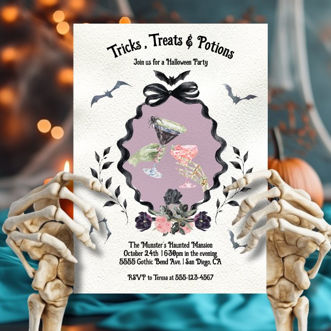 Gothic Floral Halloween Potions Party Invitation (Creator Uploaded)