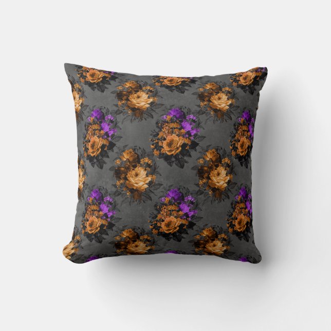 Gothic Floral Halloween Theme Two Sided Print Cushion (Front)