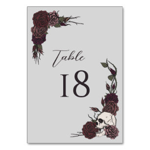 Gothic Floral Light Gray Wedding Table Number Card