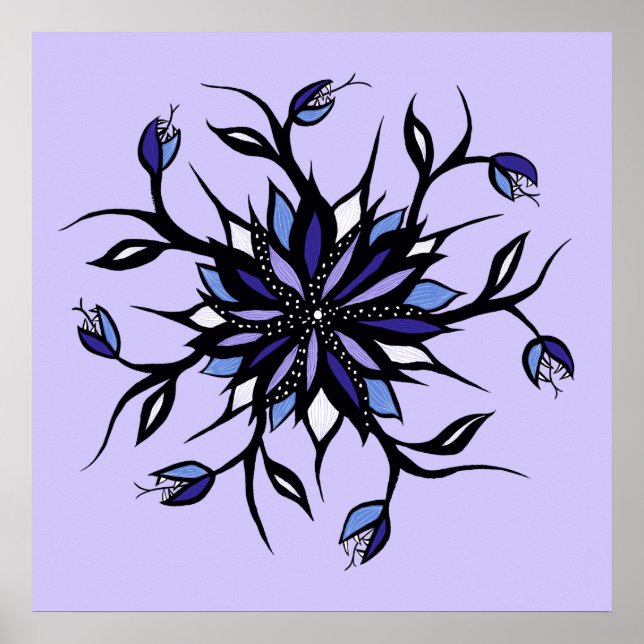 Gothic Floral Mandala Monsters And Teeth Poster (Front)